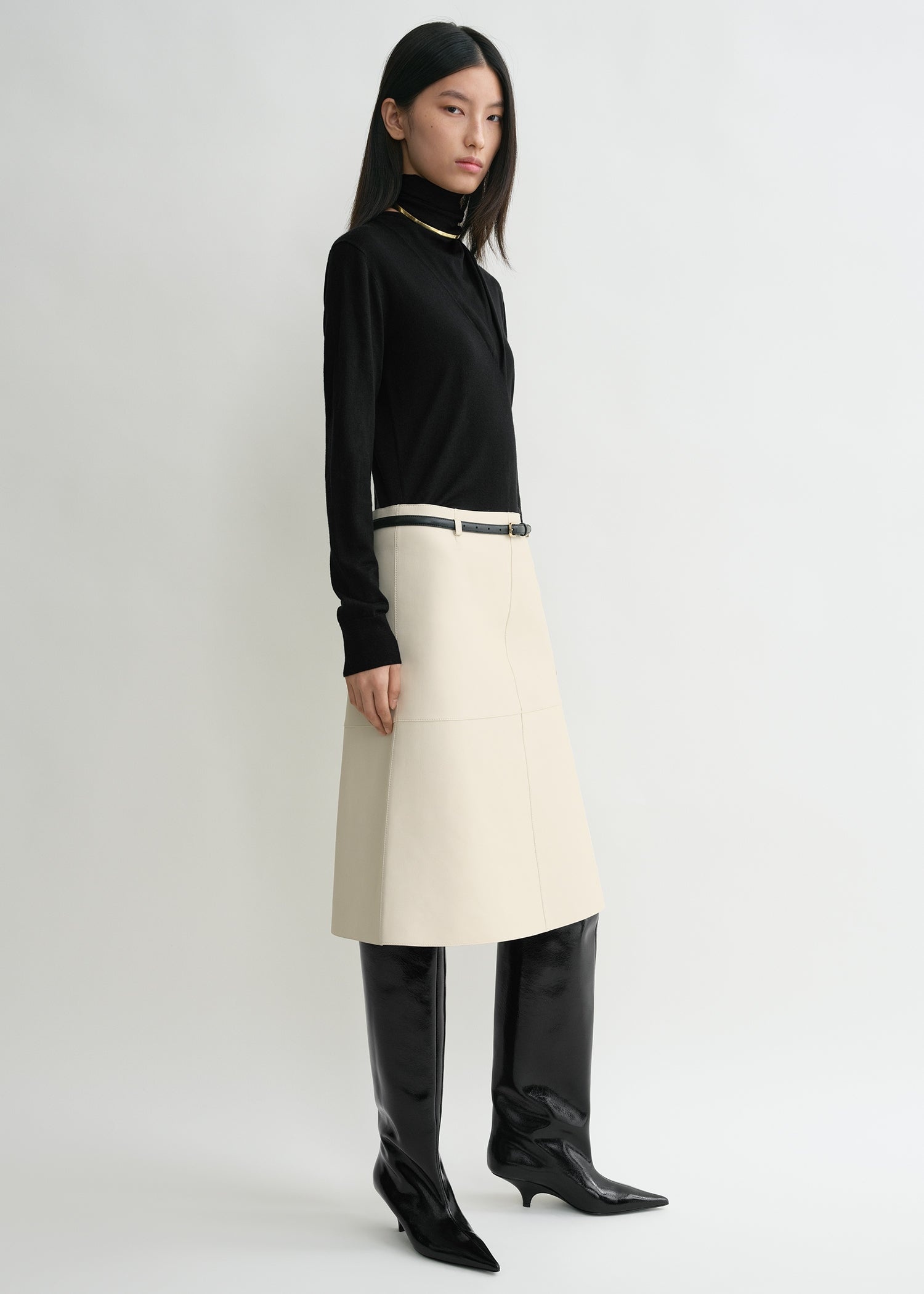 Double leather skirt off-white - 3