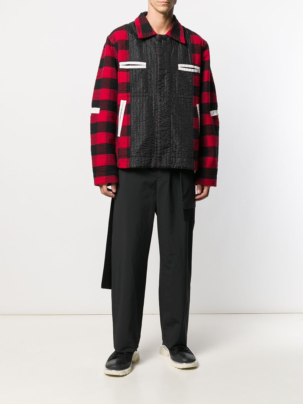 contrast panel check jacket - 2