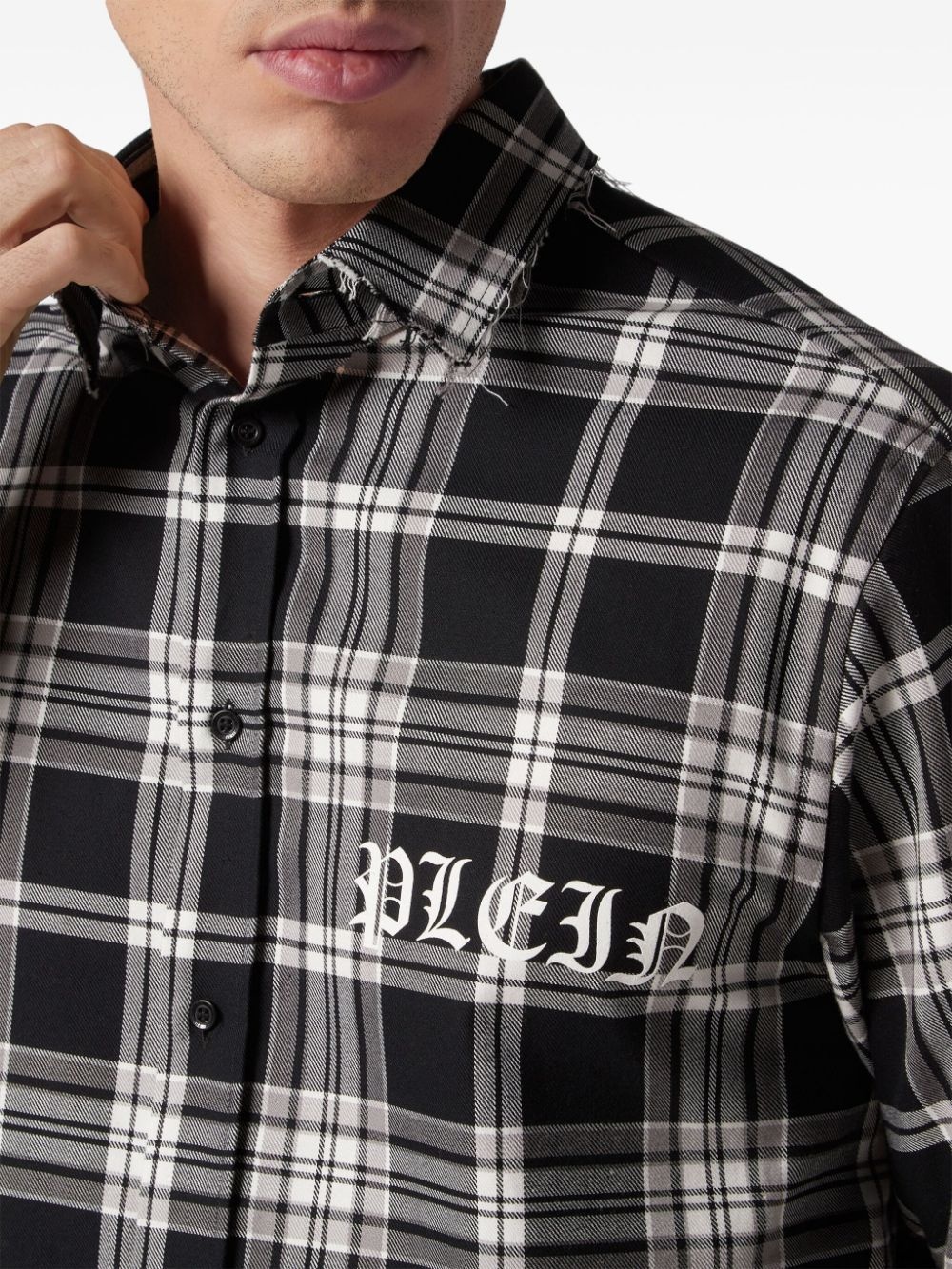 flame-print plaid cotton shirt - 5