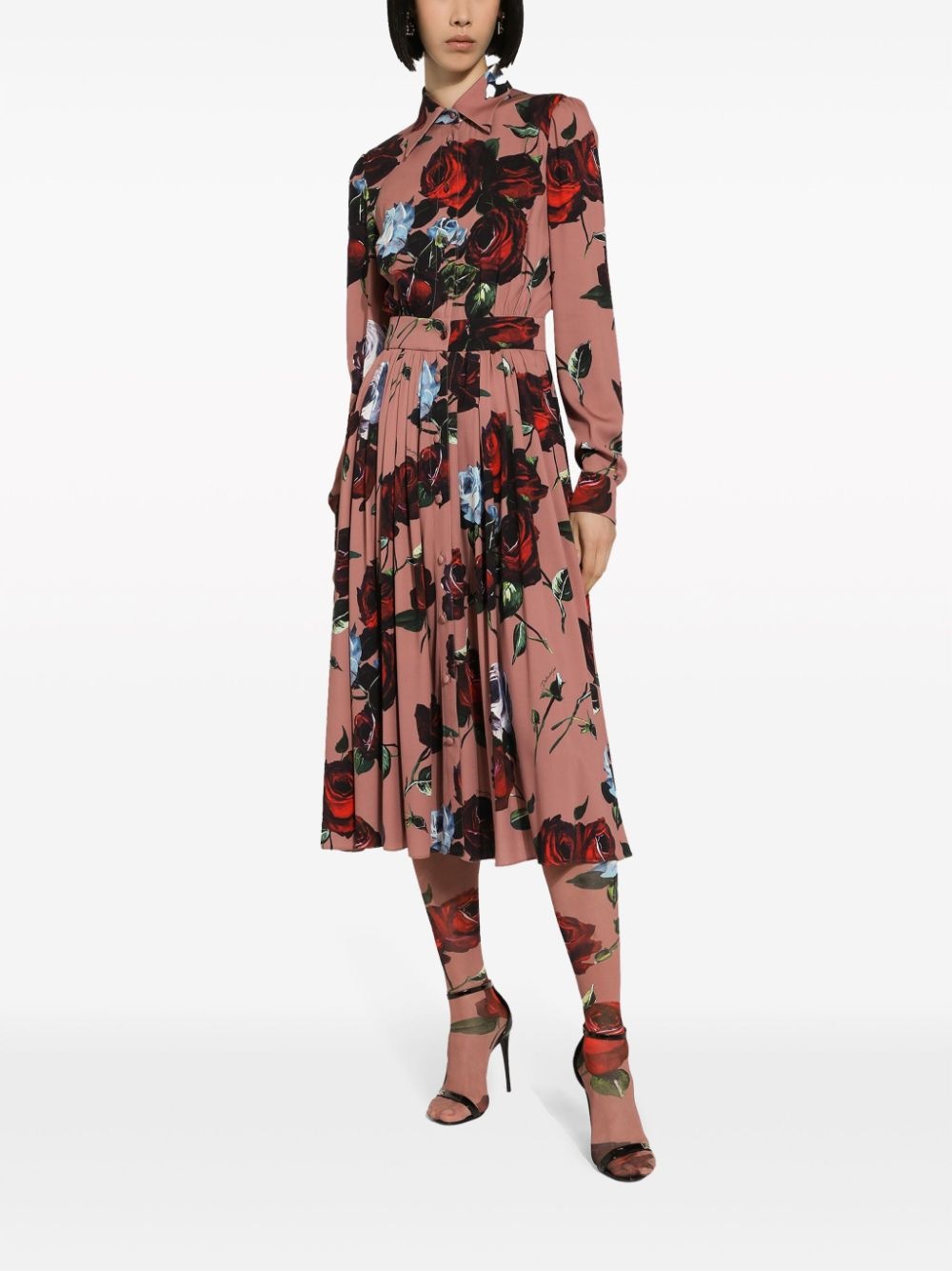 floral-print silk-blend dress - 3