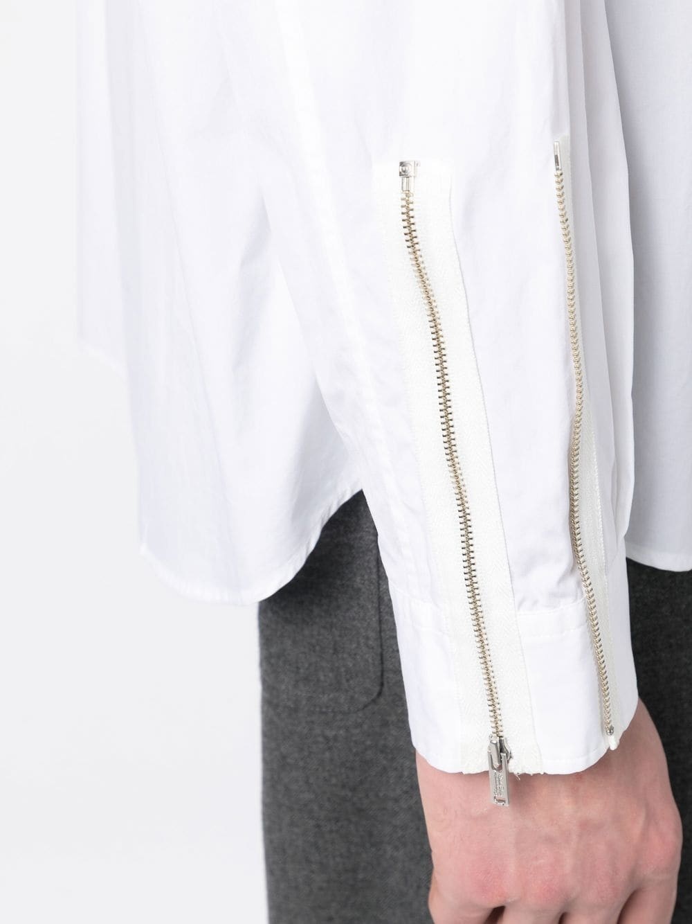 zip-detailing cotton shirt - 5