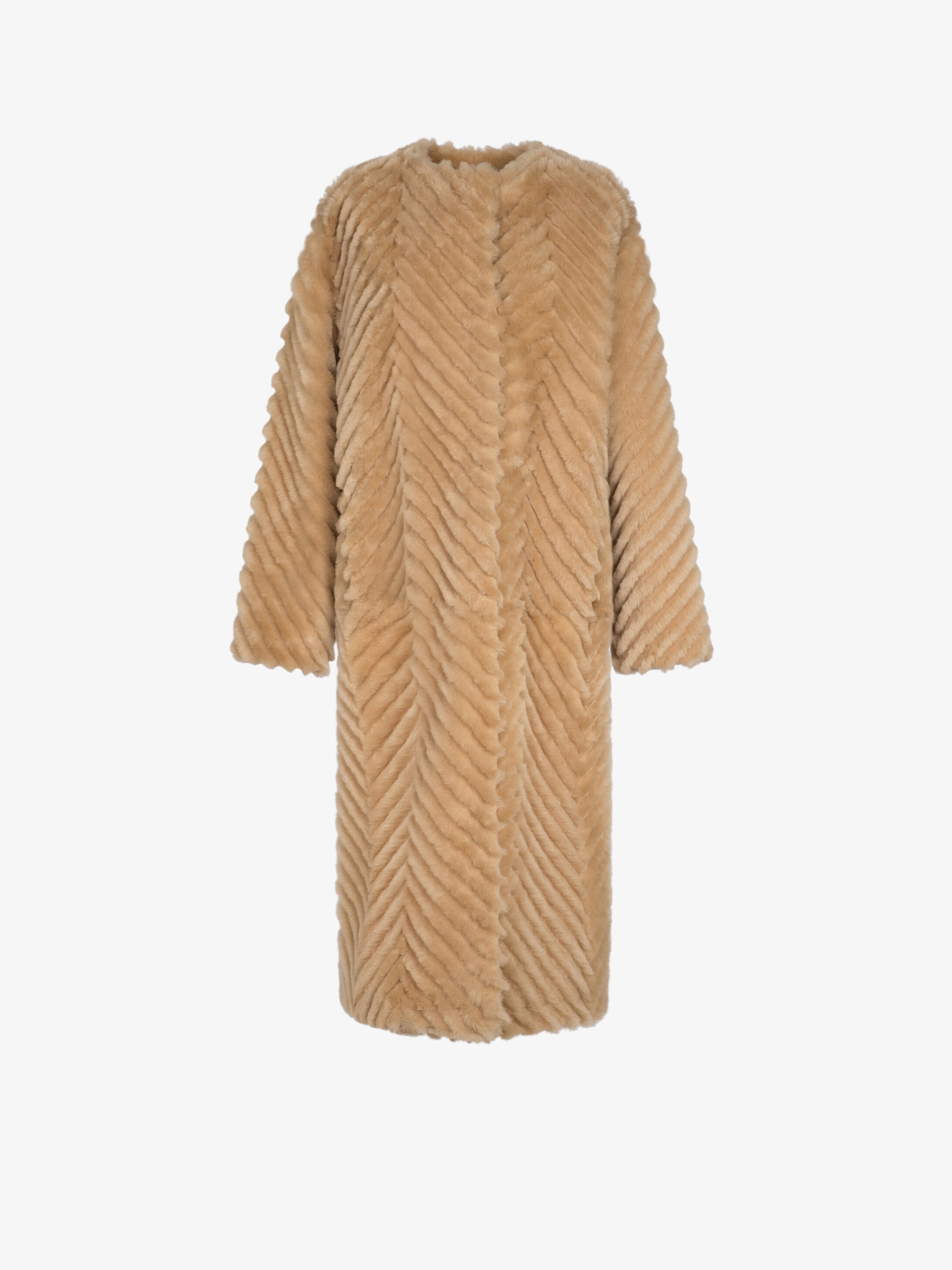 Shearling coat with chevron - 1