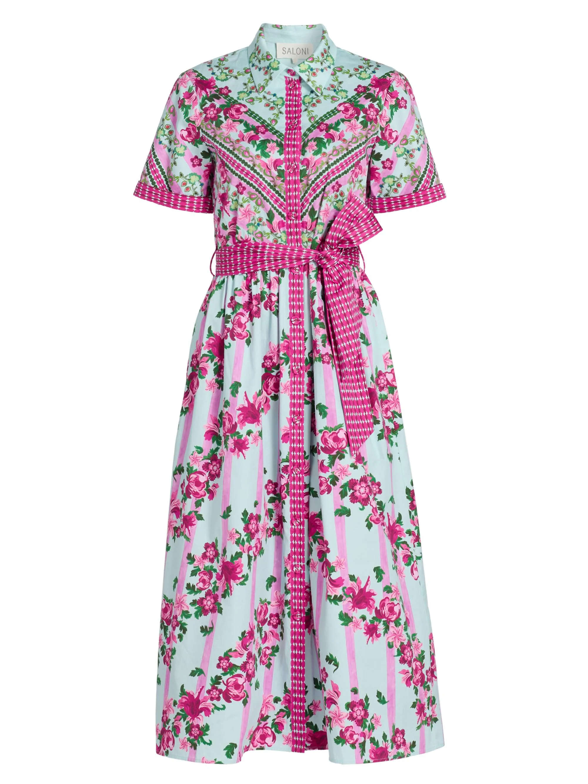 Women's Vivienne Striped Cotton Midi-Shirtdress - Bellis Ornamental - 1
