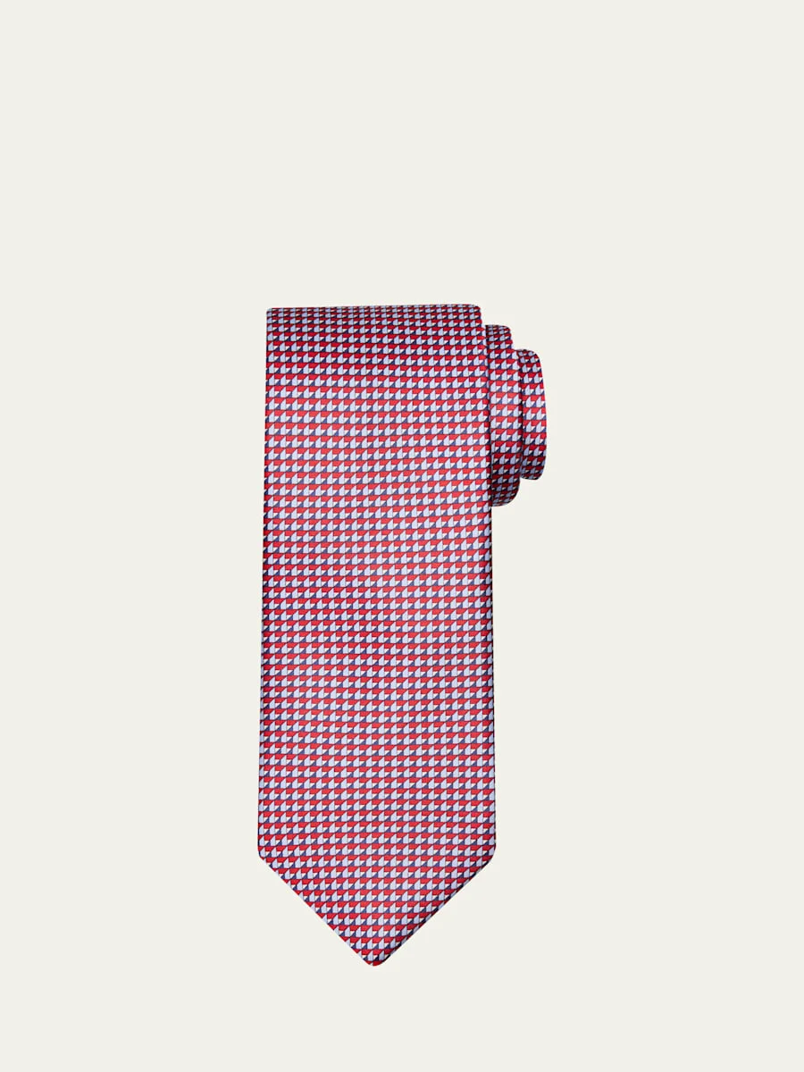 Men's Micro-Print Silk Tie - 1