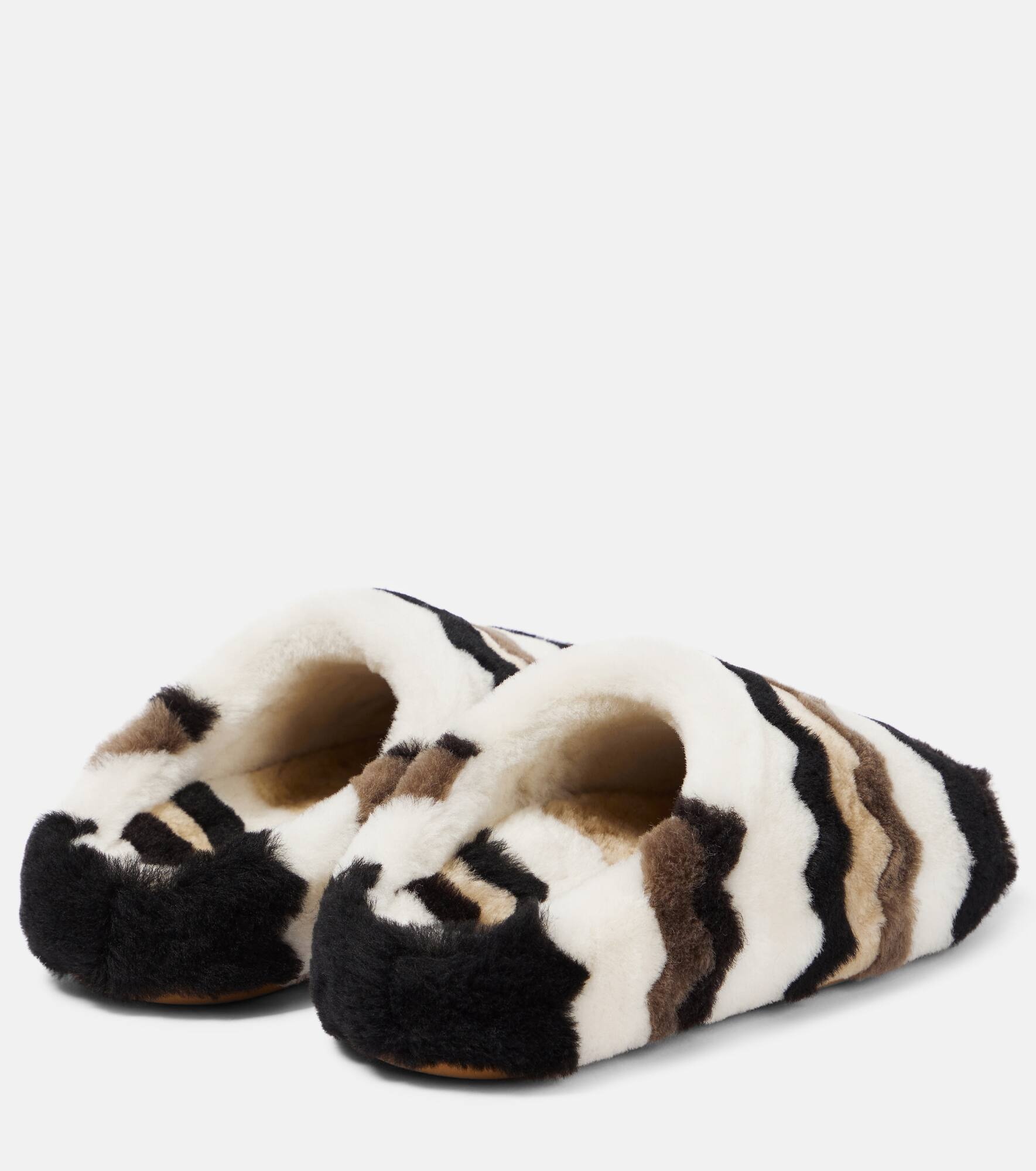 Saam chevron shearling slides - 3