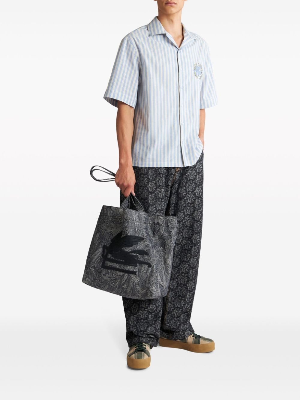 logo-embroidered cotton shirt - 2