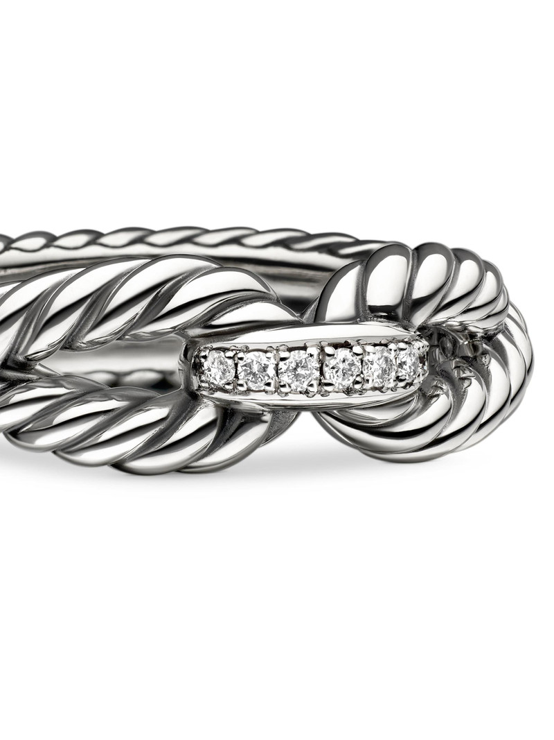 Women's Cable Loop Band Ring in Sterling Silver - Diamond 5