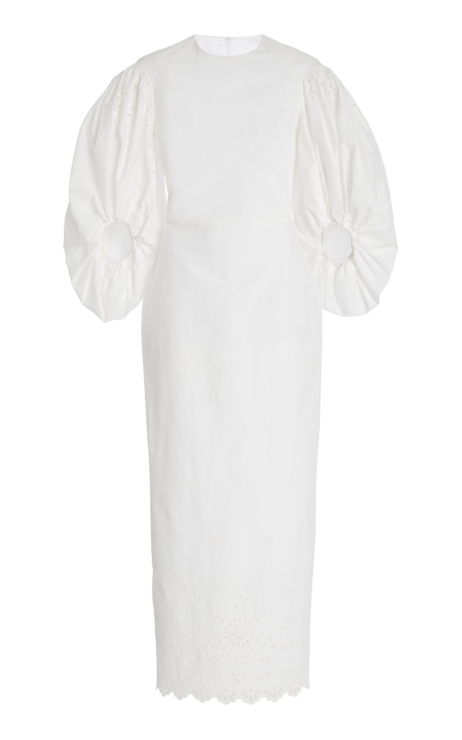 Danielle Puff-Sleeve Cotton-Blend Maxi Dress white - 1