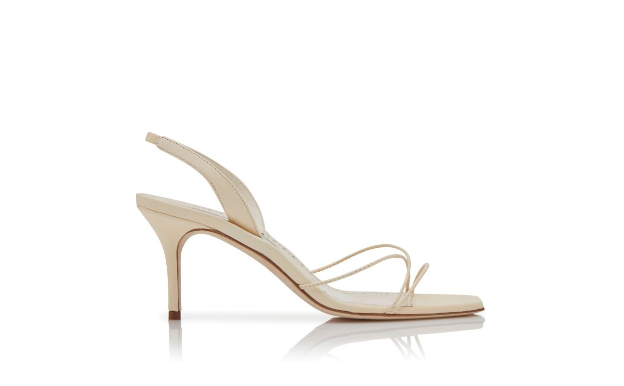 Cream Nappa Leather Slingback Sandals - 1