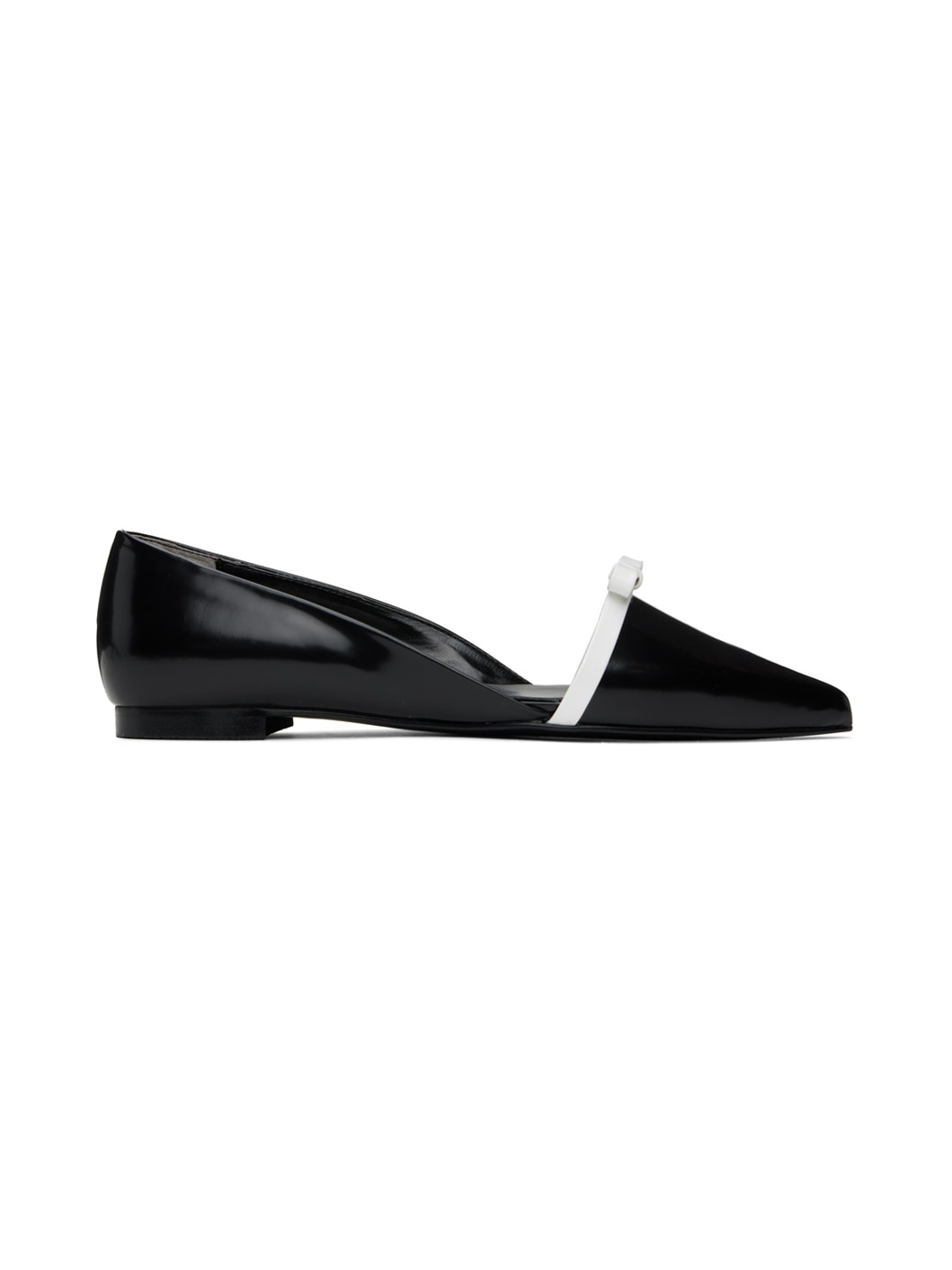 Black & White Gabriel Pointy-Toe Leather Ballerina Flats - 1
