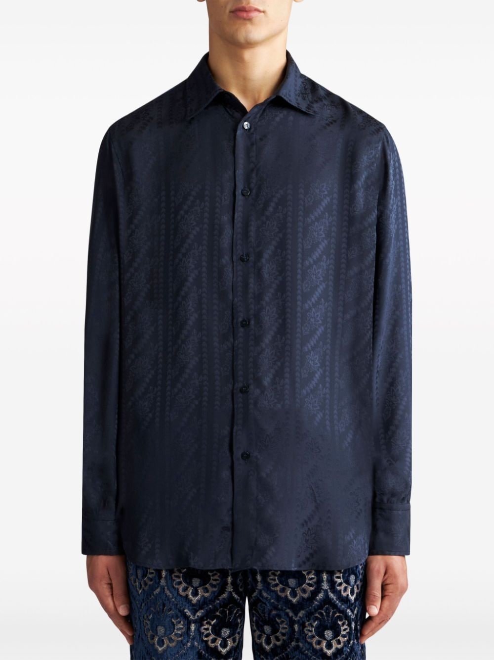 jacquard silk shirt - 2