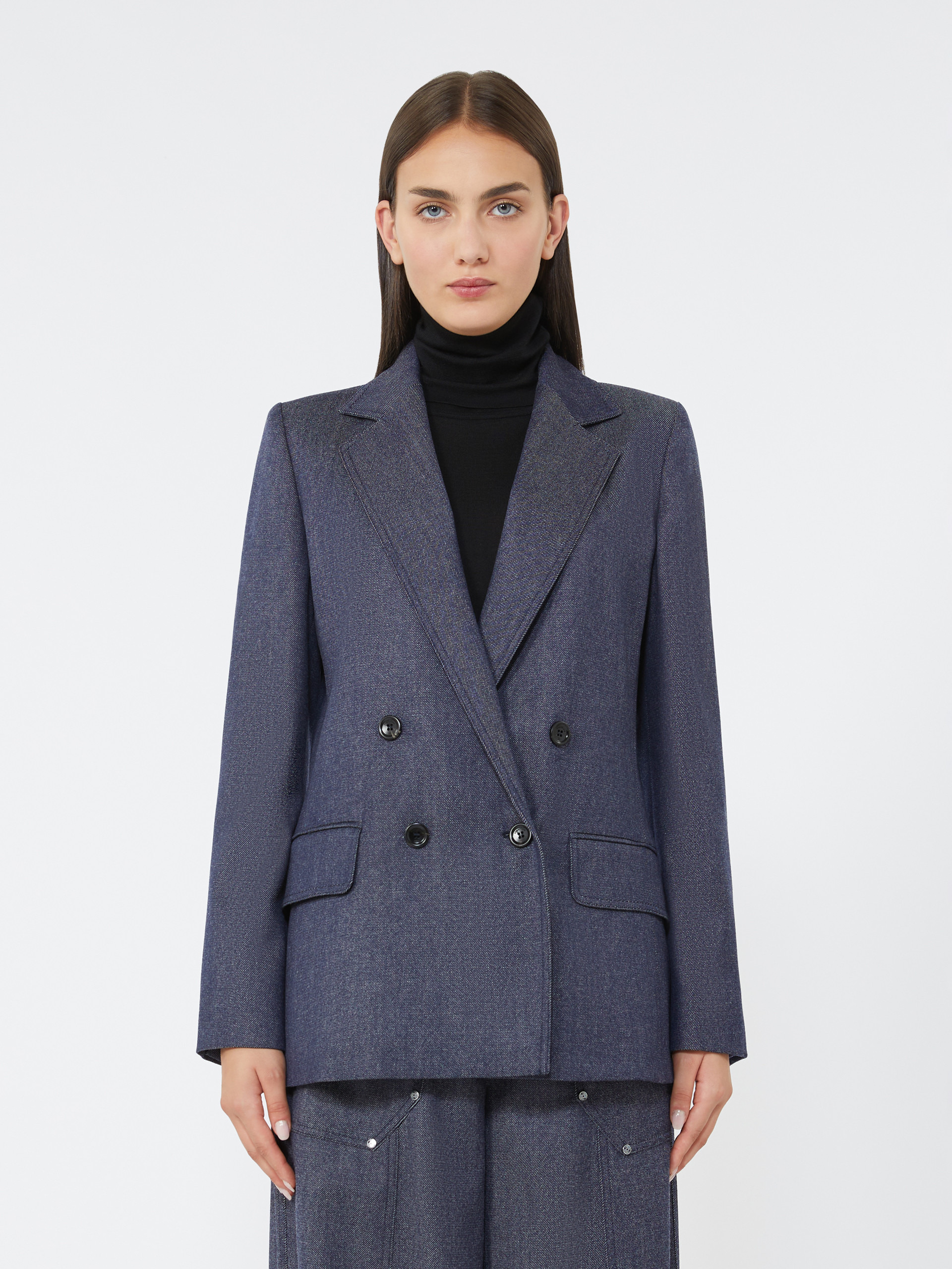LOCARNO Slim-fit denim-effect wool blazer - 3