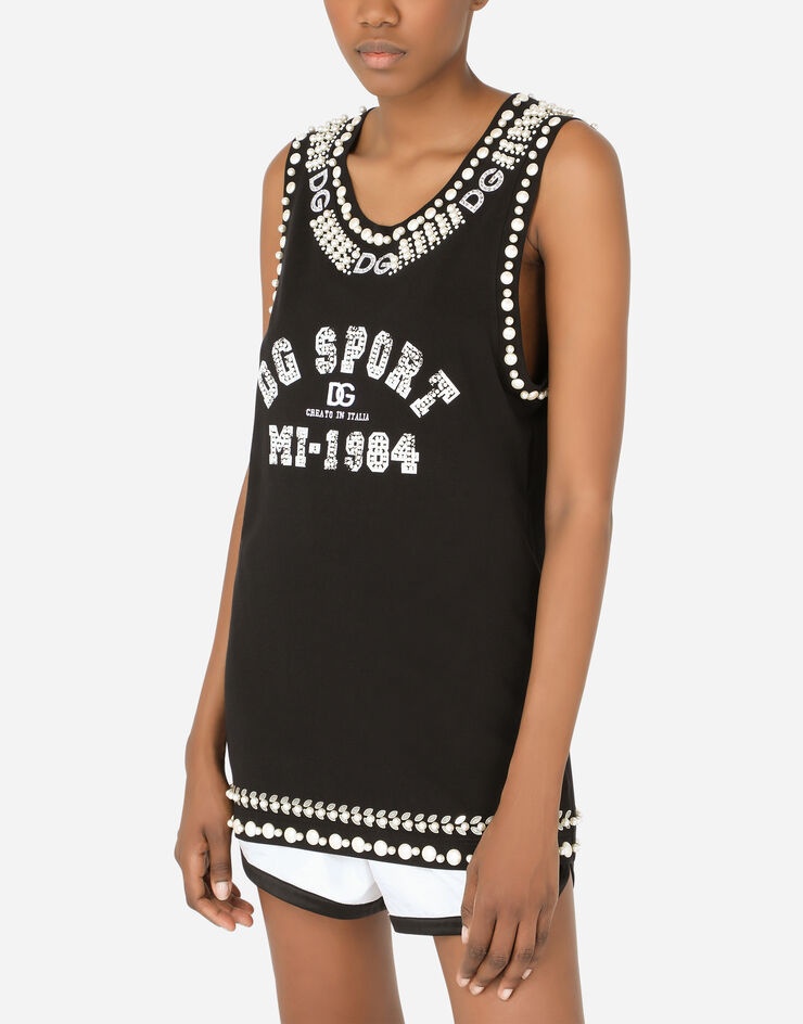 Jersey tank top with crystal details - 4