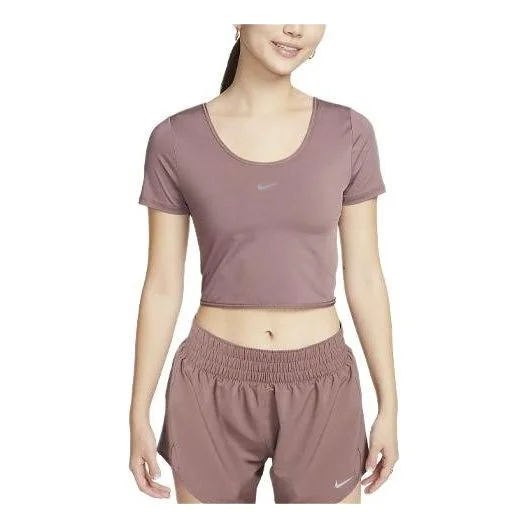 (WMNS) Nike One 클래식 드리프 짧은 소매 Cropped 강선전도 티셔츠 아시아 Sizing 'Smokey Mauve' FN2852 - 1