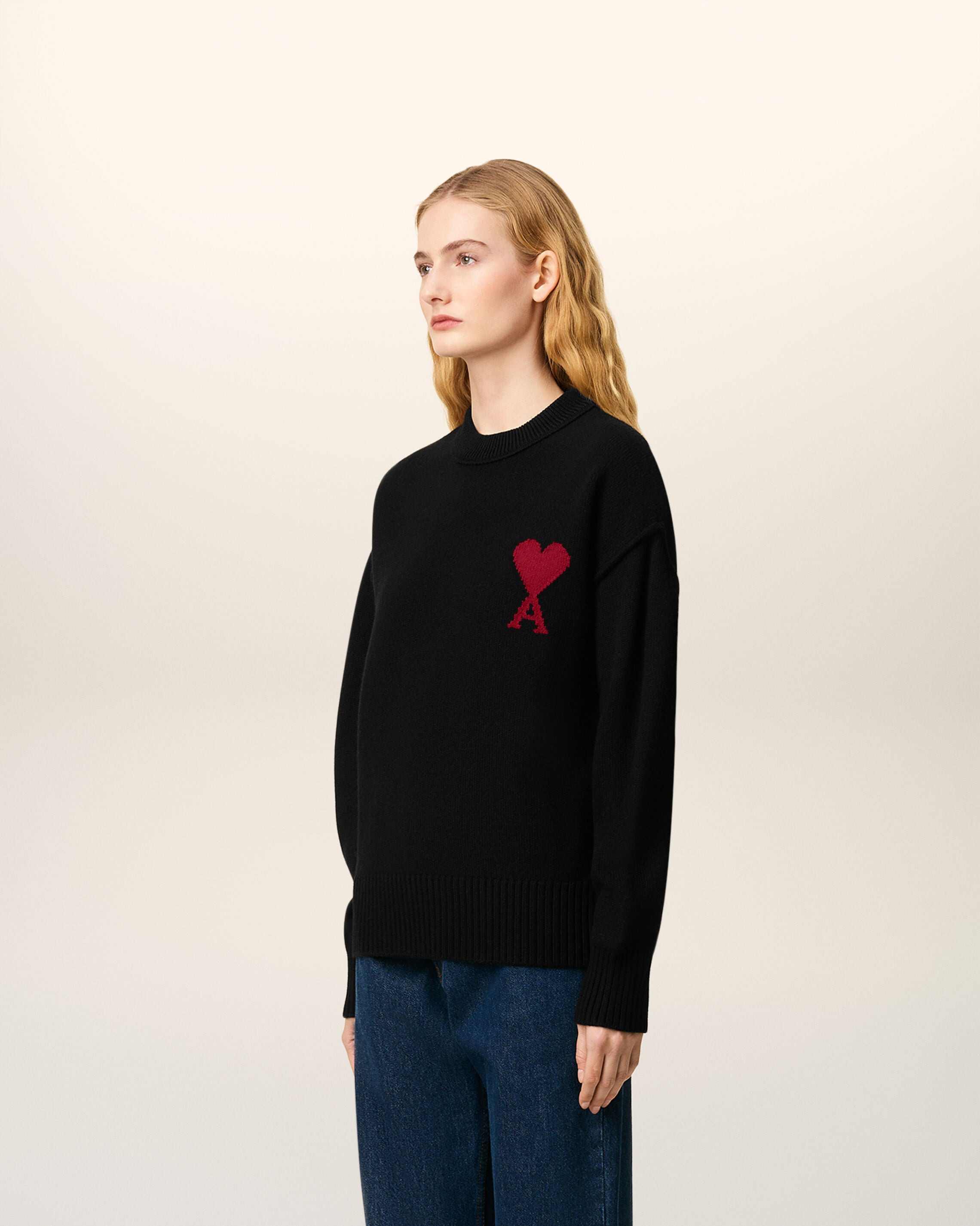BLACK WOOL  AMI DE COEUR CREWNECK SWEATER - 6