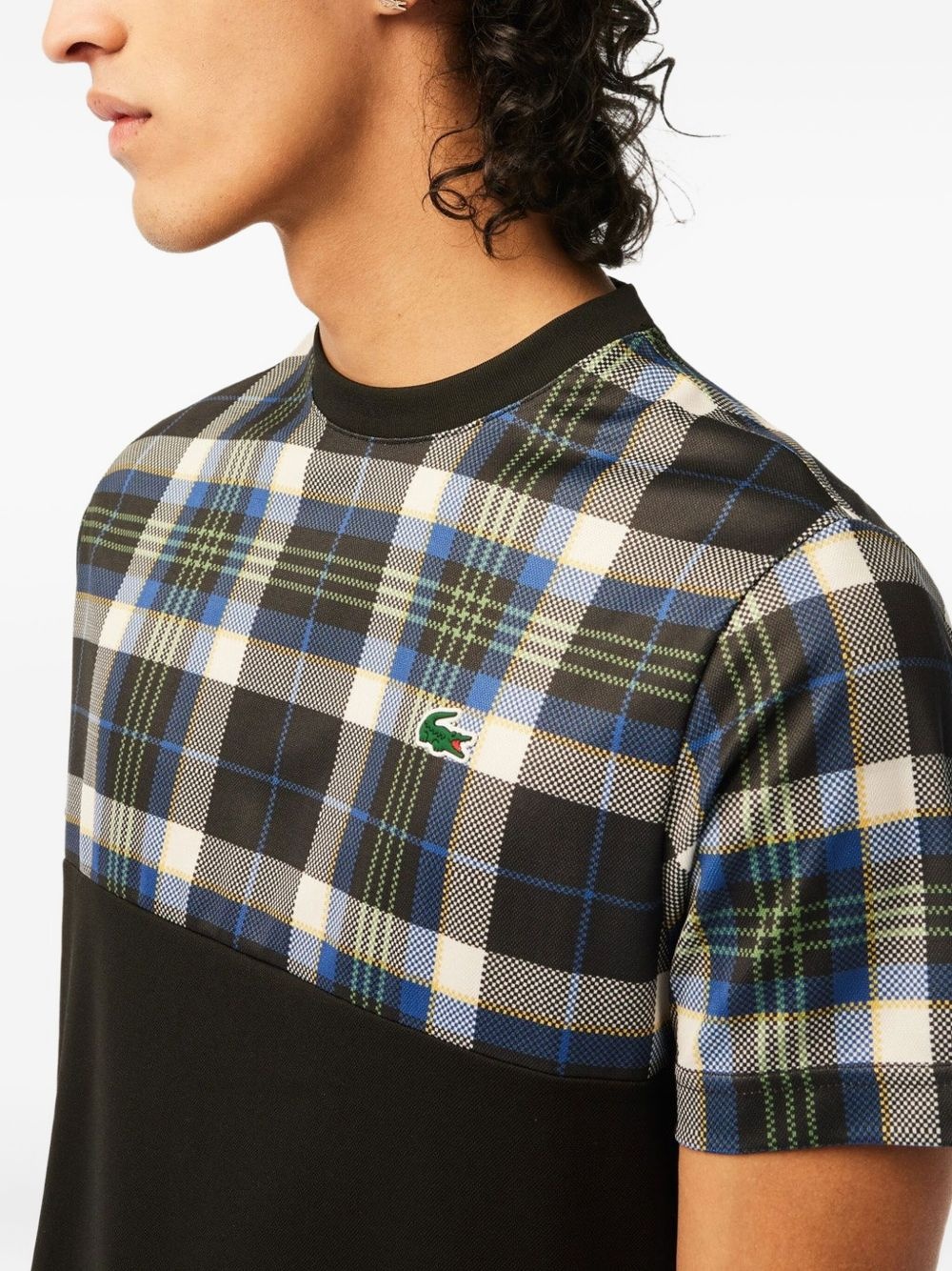 plaid-panel T-shirt - 5