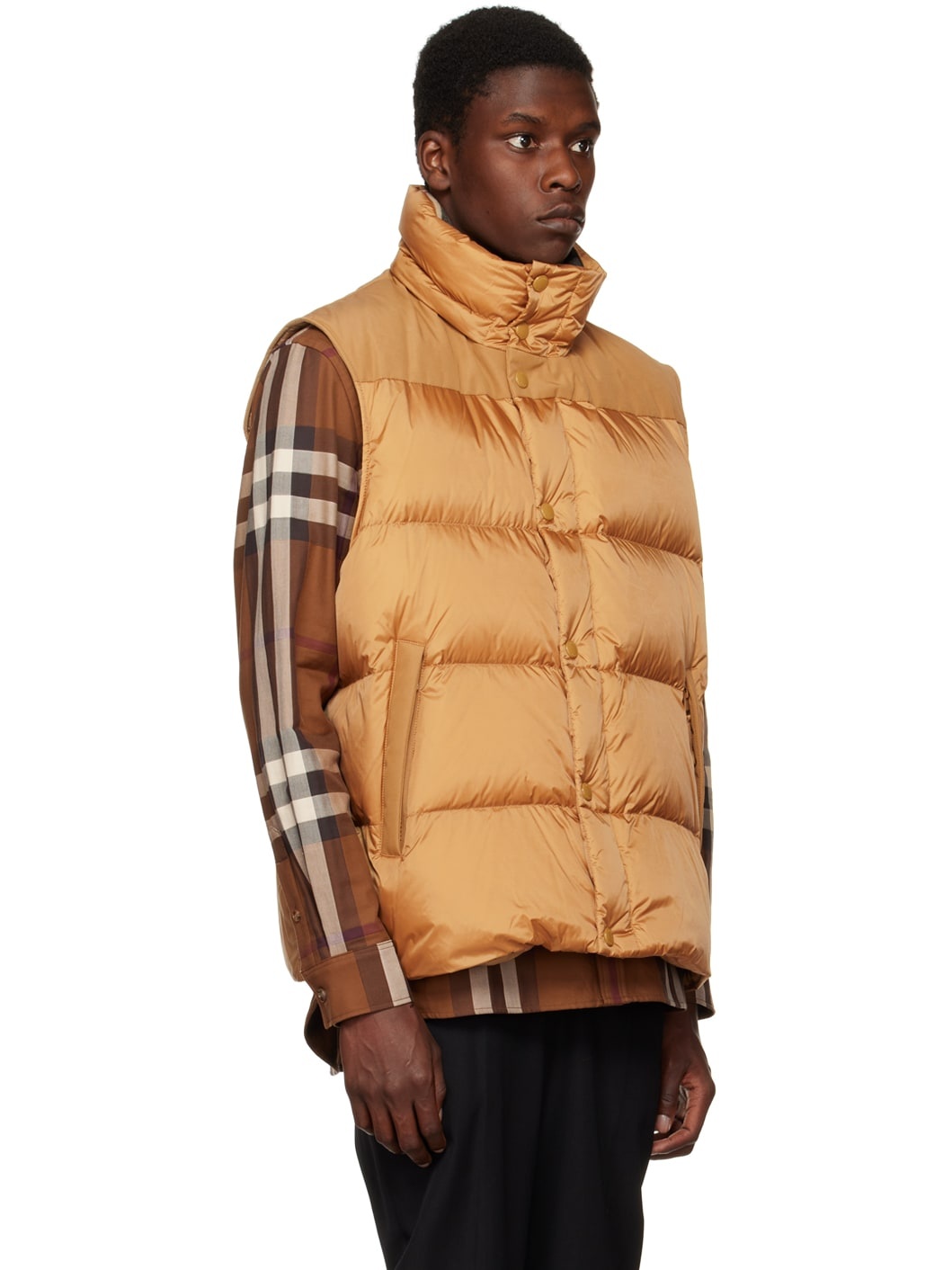 Tan Quilted Down Jacket - 5