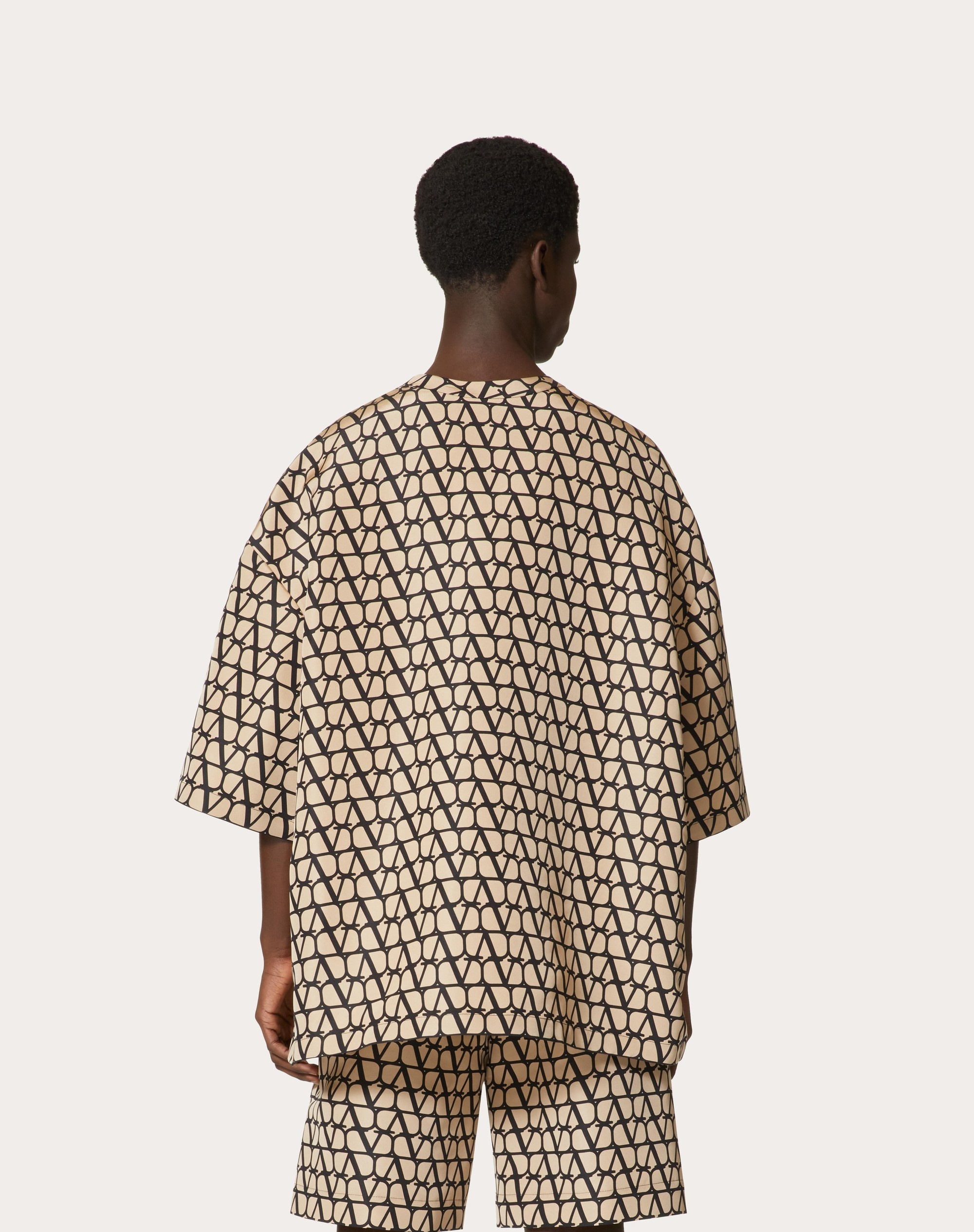 SILK FAILLE CREW NECK T-SHIRT WITH ALL-OVER TOILE ICONOGRAPHE PRINT - 4