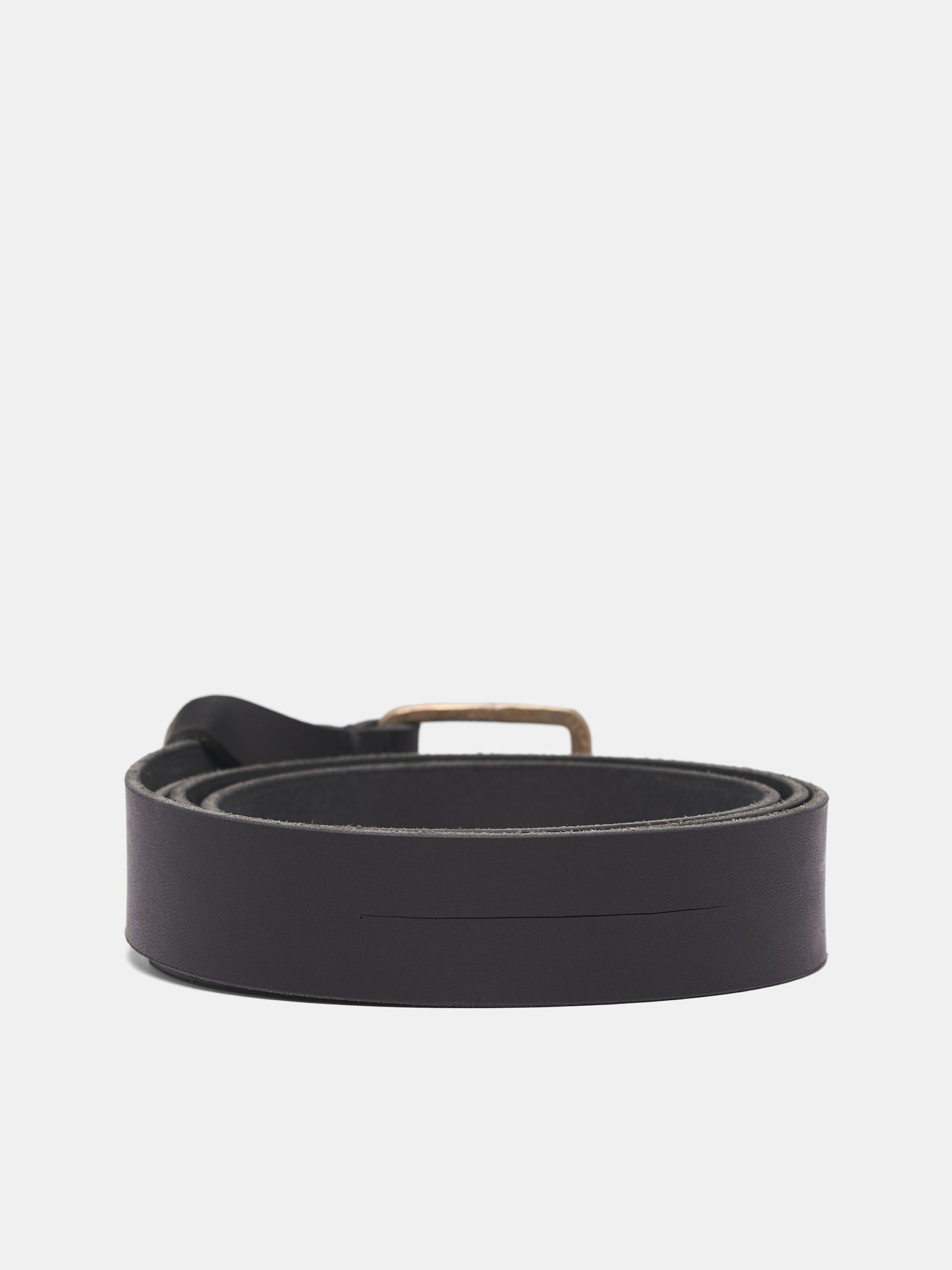 Black Leather Q Buckle Belt - 2