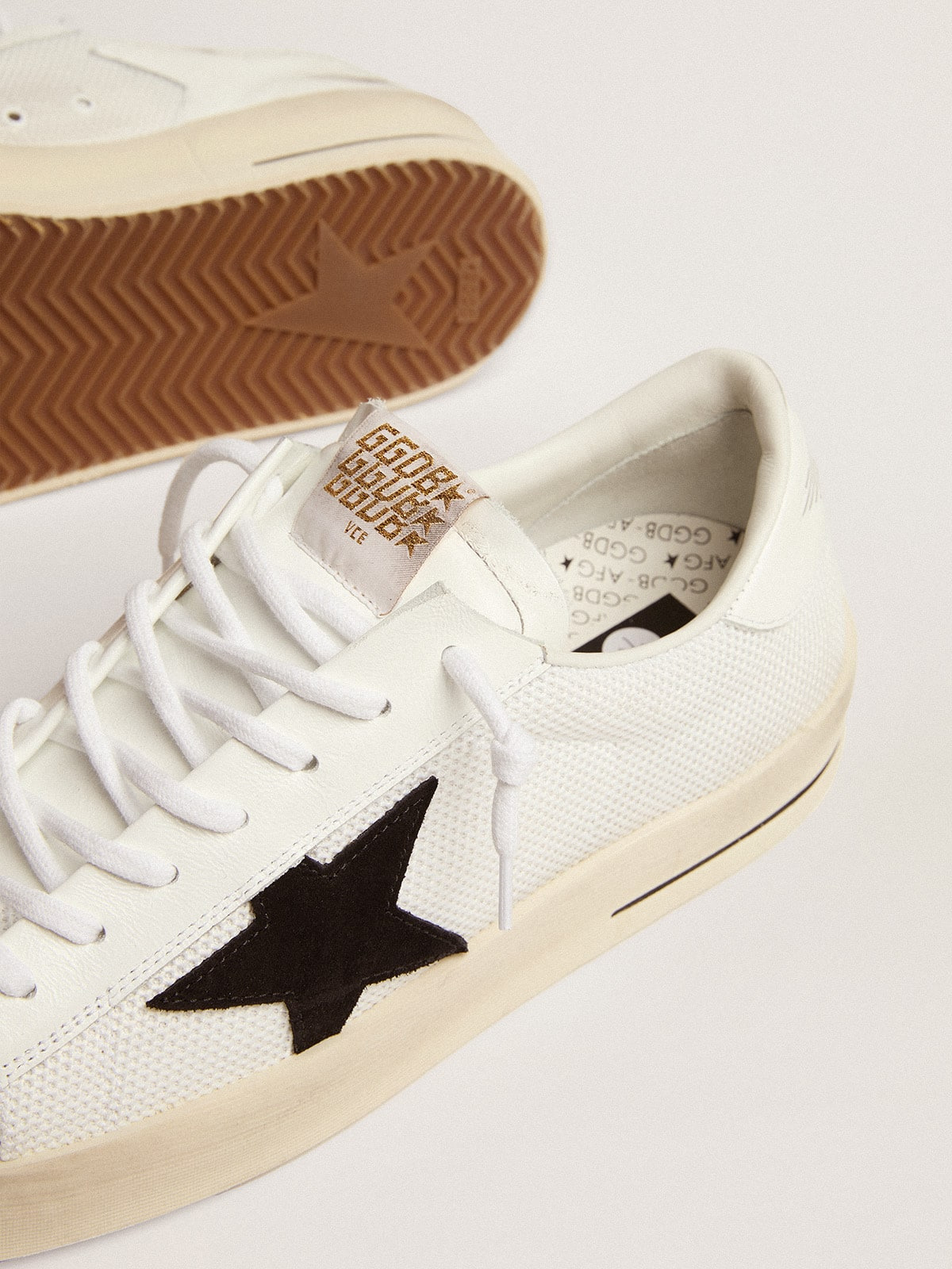 Men's Stardan in white mesh with black suede star - 4