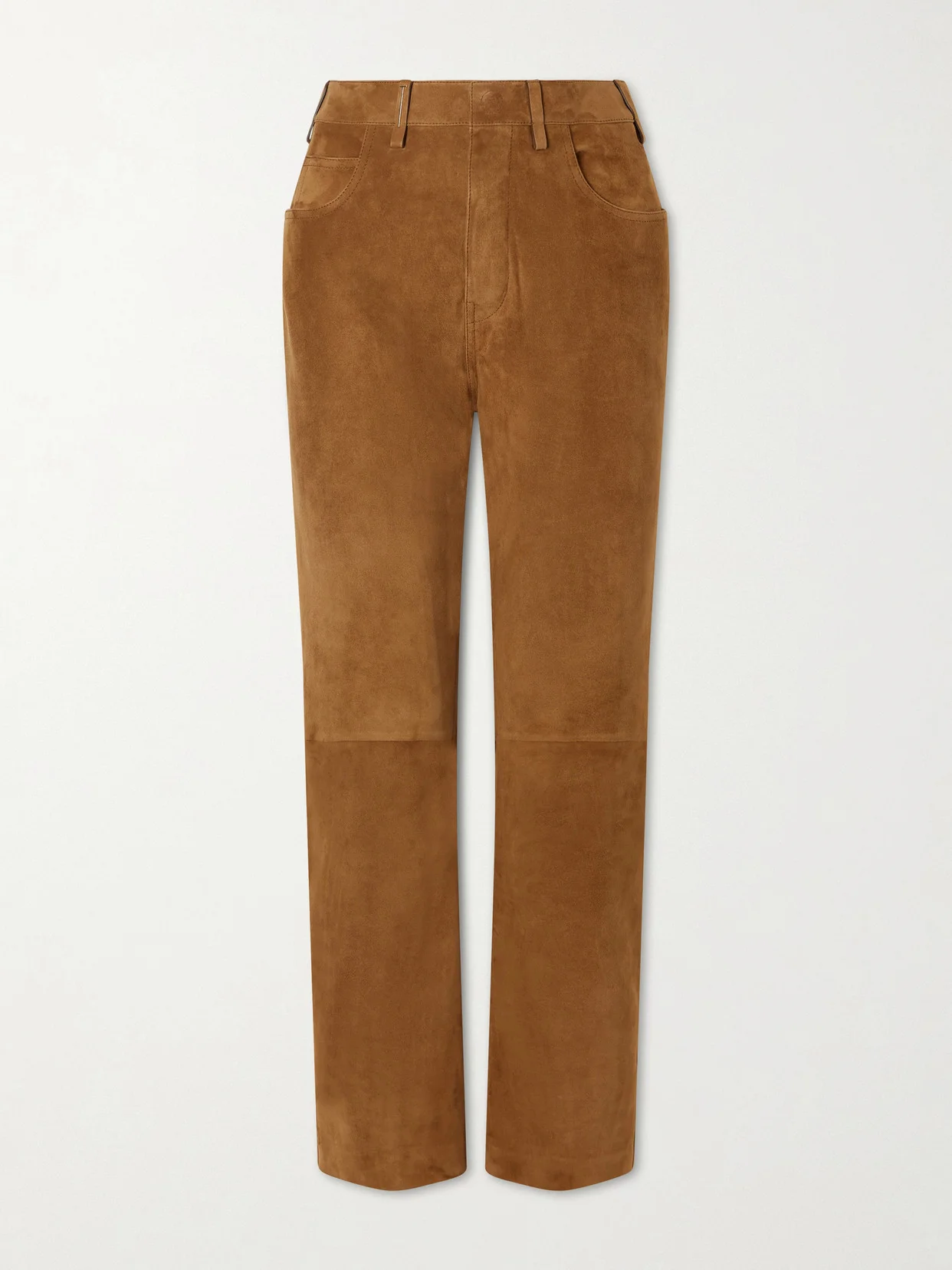 Embellished Paneled Suede Straight-leg Pants - 1