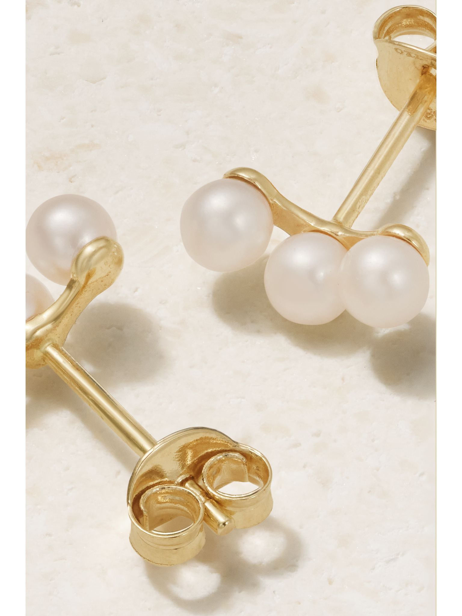Trio 14-karat gold pearl earrings Gold - 3