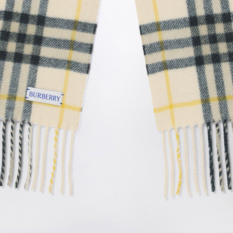 Burberry Yellow And Green Check Cashmere Scarf Women - 3