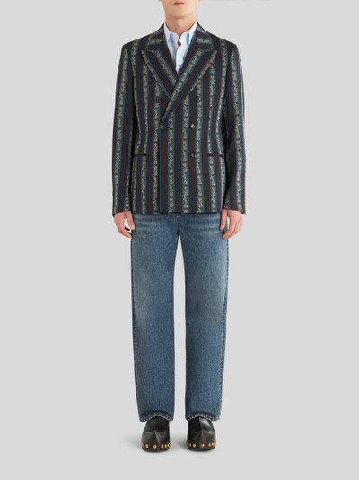 Etro STRIPED DOUBLE-BREASTED JACQUARD JACKET outlook