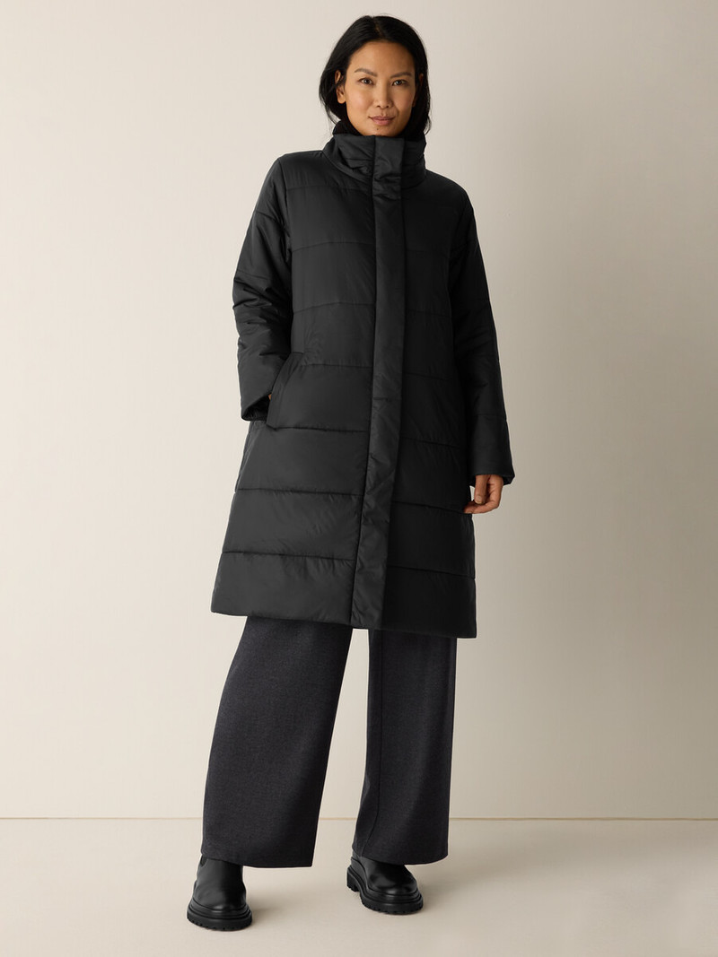 Eggshell Recycled Nylon Stand Collar Coat 3