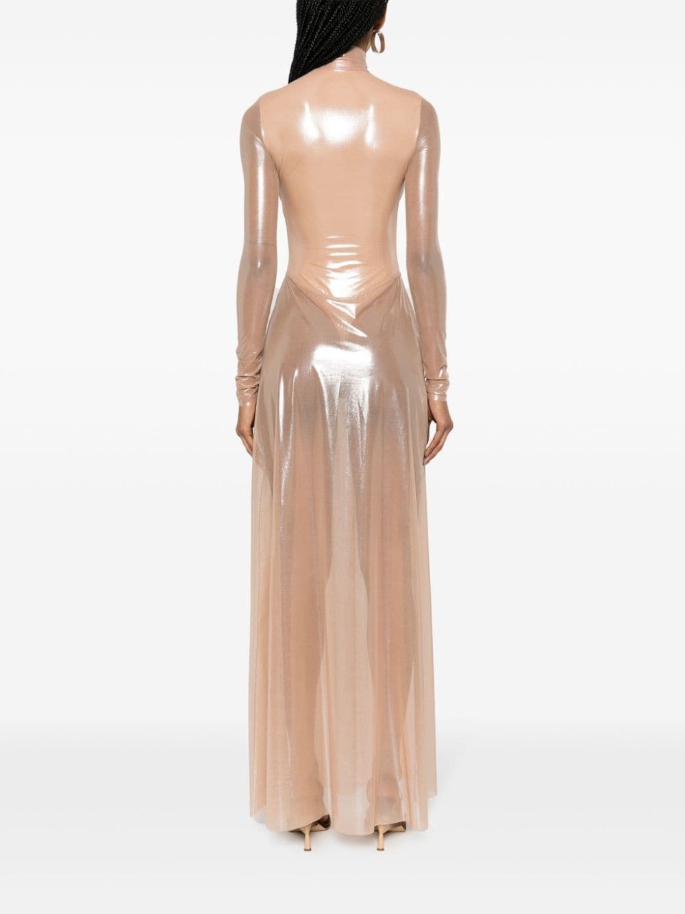 lamÃ© sheer maxi dress - 4