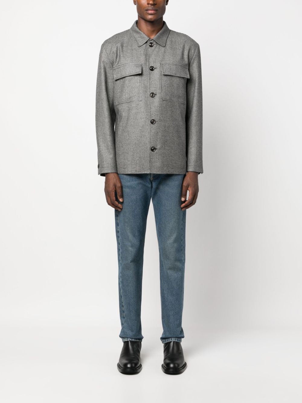 micro houndstooth-pattern shirt jacket - 2