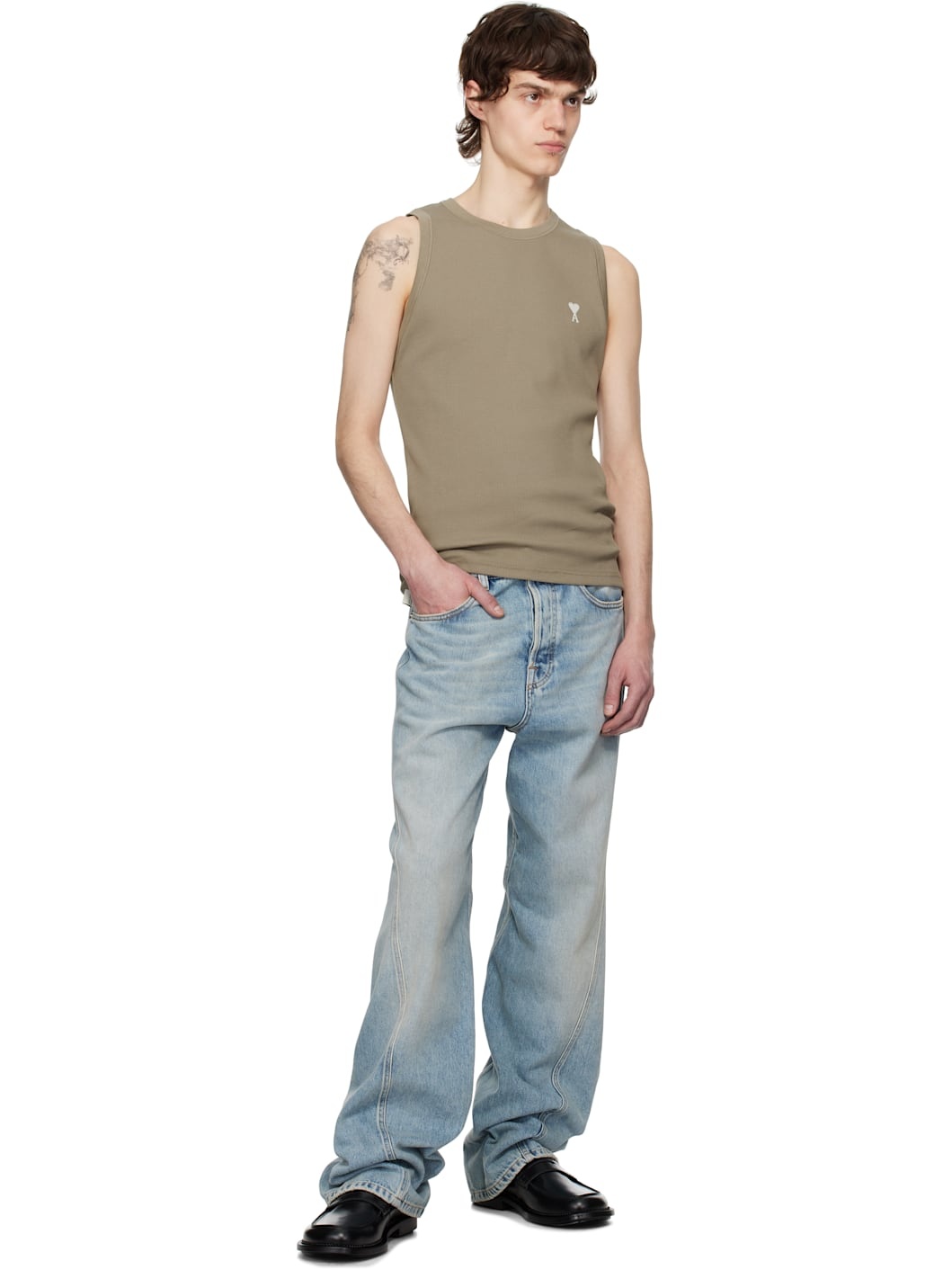 Khaki Cotton Rib Ami de Coeur Tank Top - 4