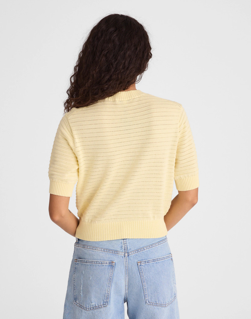 Madewell Textural-Stitch Crewneck Sweater in 100% Cotton outlook
