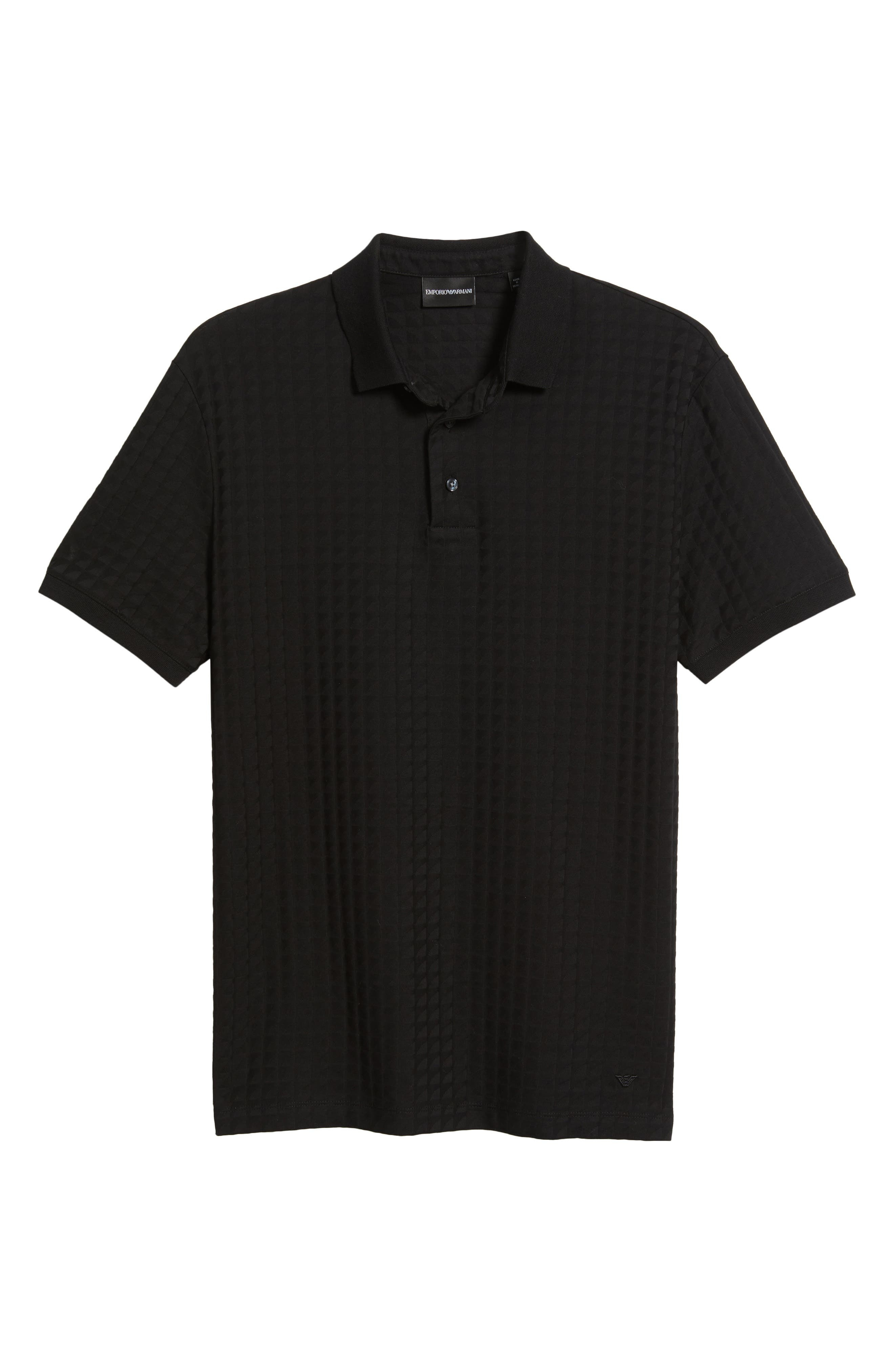 Emporio Armani Textured Cotton Polo in Black at Nordstrom - 6