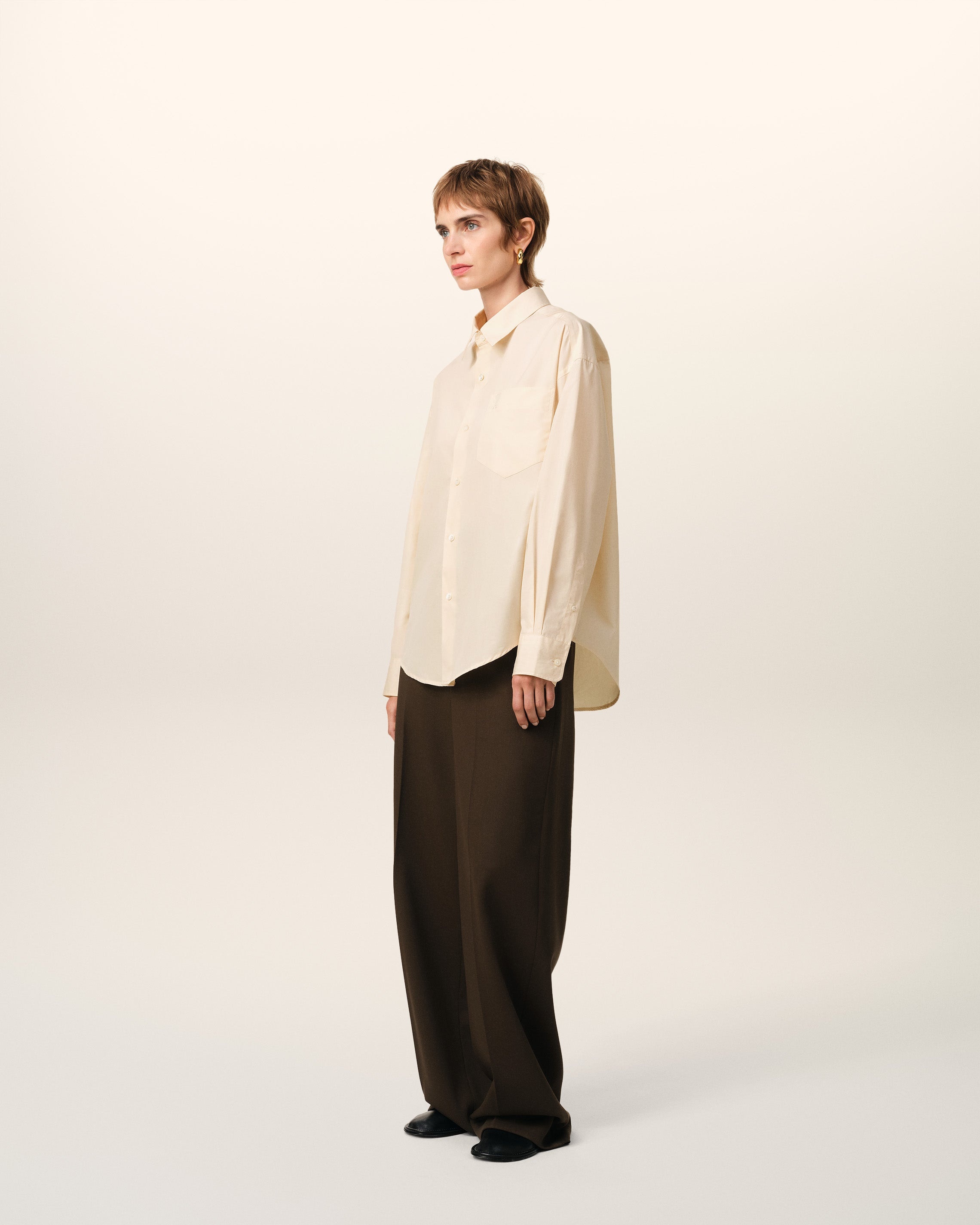 BEIGE COTTON AMI DE COEUR BOXY SHIRT - 6