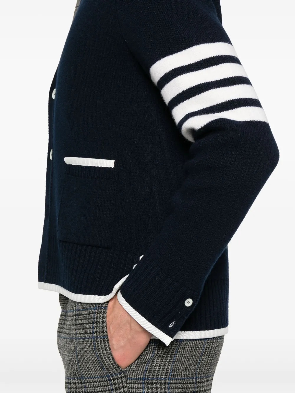 THOM BROWNE - Men Milano Stitch V Neck Knitwear - 4