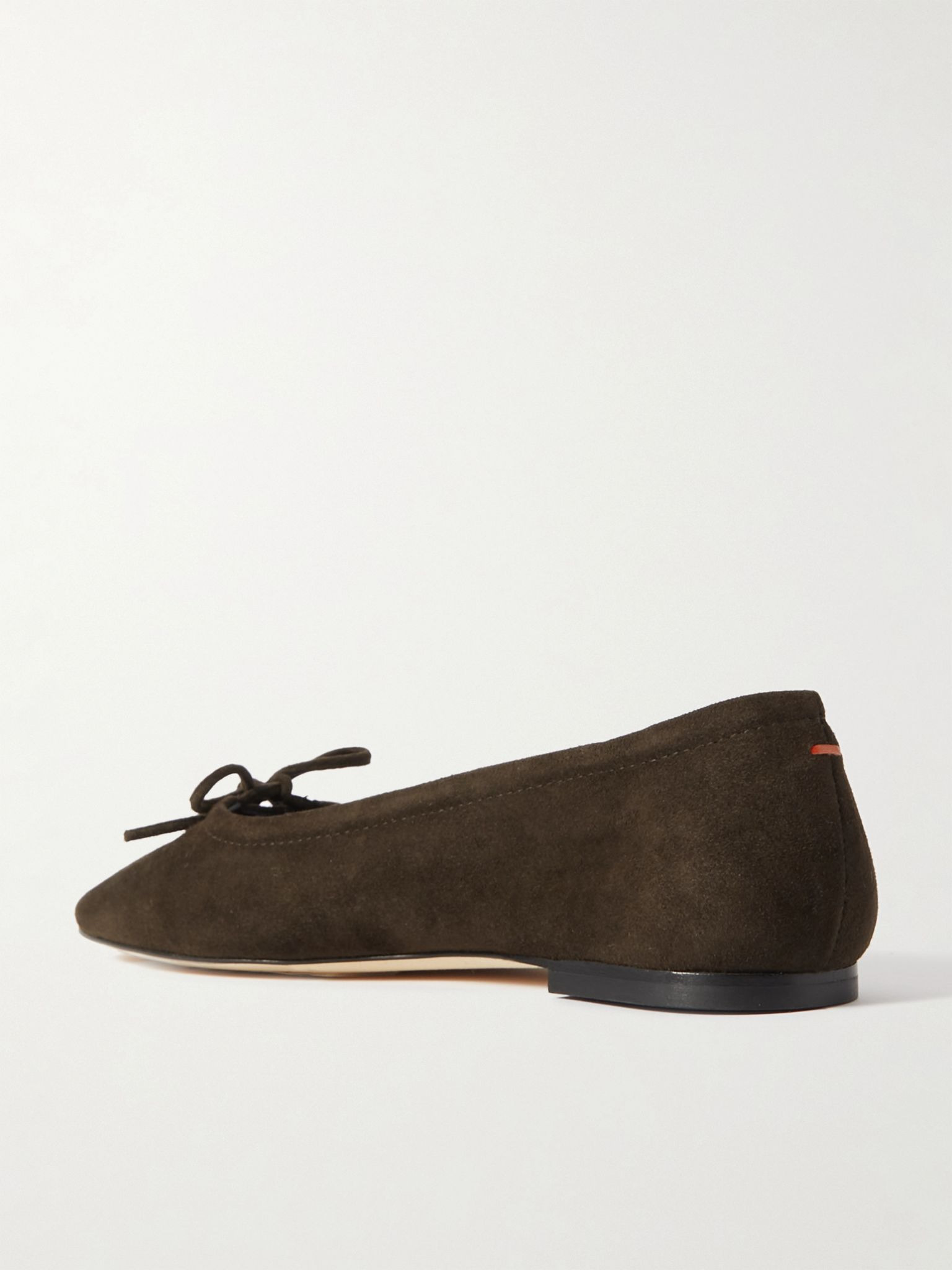 Delfina bow-detailed suede ballet flats Brown - 3