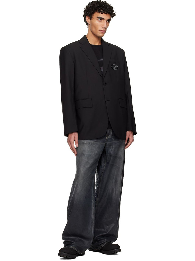 We11done Black Oversized Suit Logo Blazer outlook