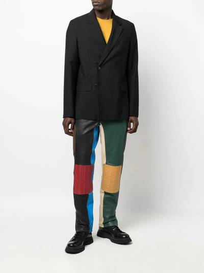 Moschino patchwork color-block leather trousers outlook