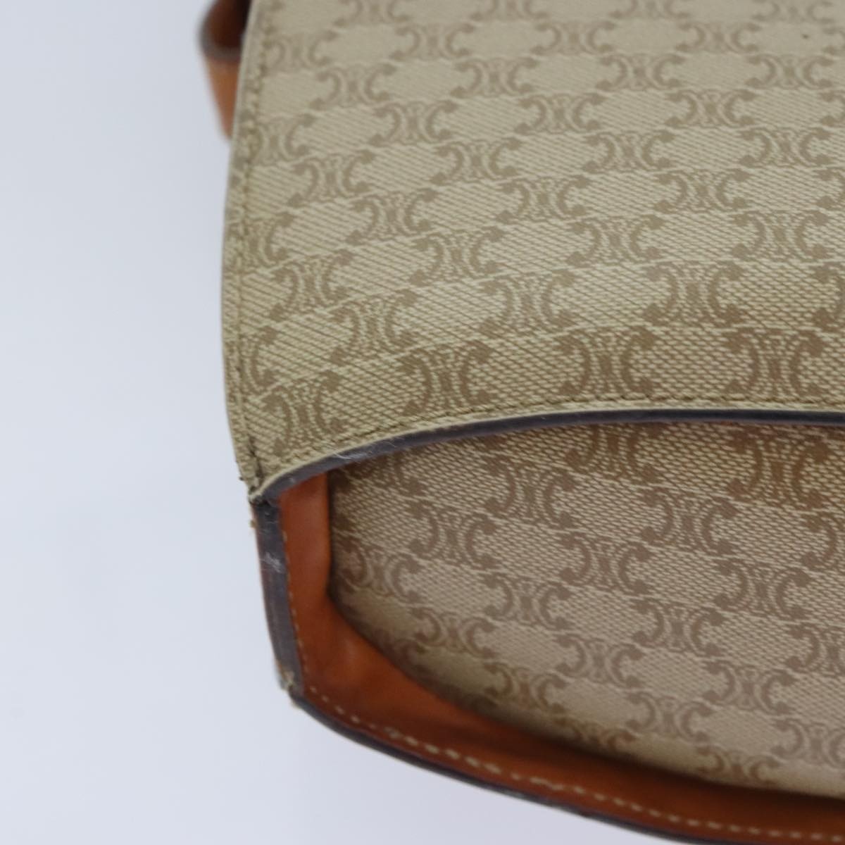 CELINE Macadam Canvas Shoulder Bag Beige Gold - 11