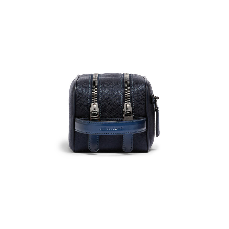 Blue leather and nylon beauty case 3