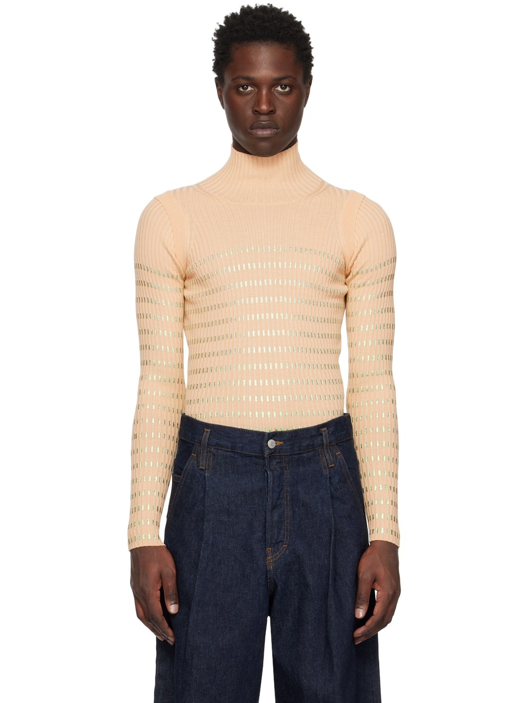 Beige 'The Cyber' Turtleneck - 1