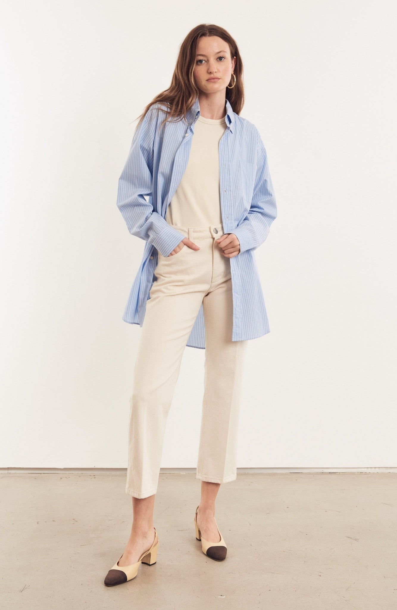 BLUE & WHITE STRIPED OVERSIZED POPLIN SHIRT - 2