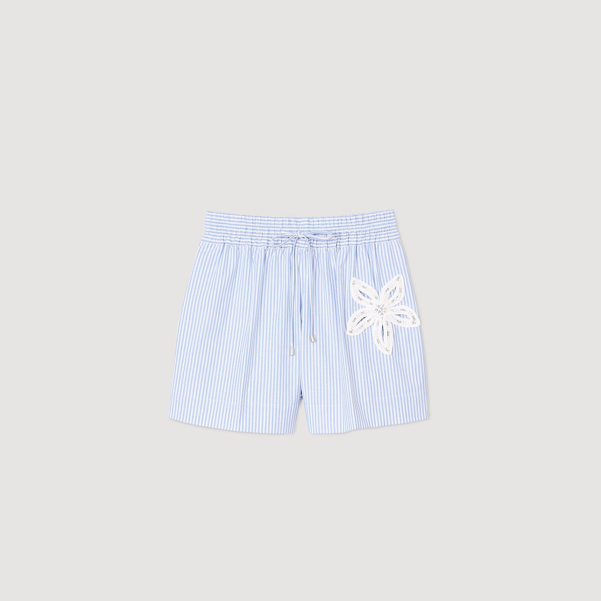 STRIPED SHORTS WITH FLOWER DETAIL - 6