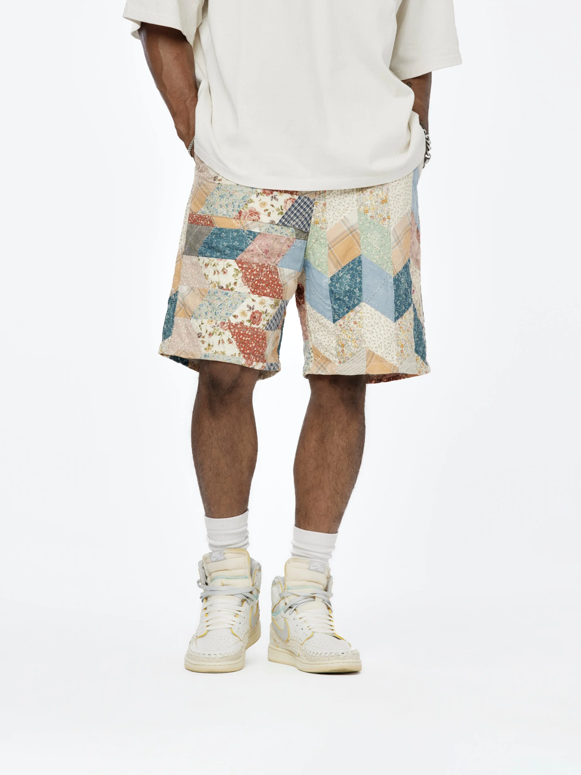 YABANE QUILT PATCHWORK EASY SHORTS (ECRU) - 1