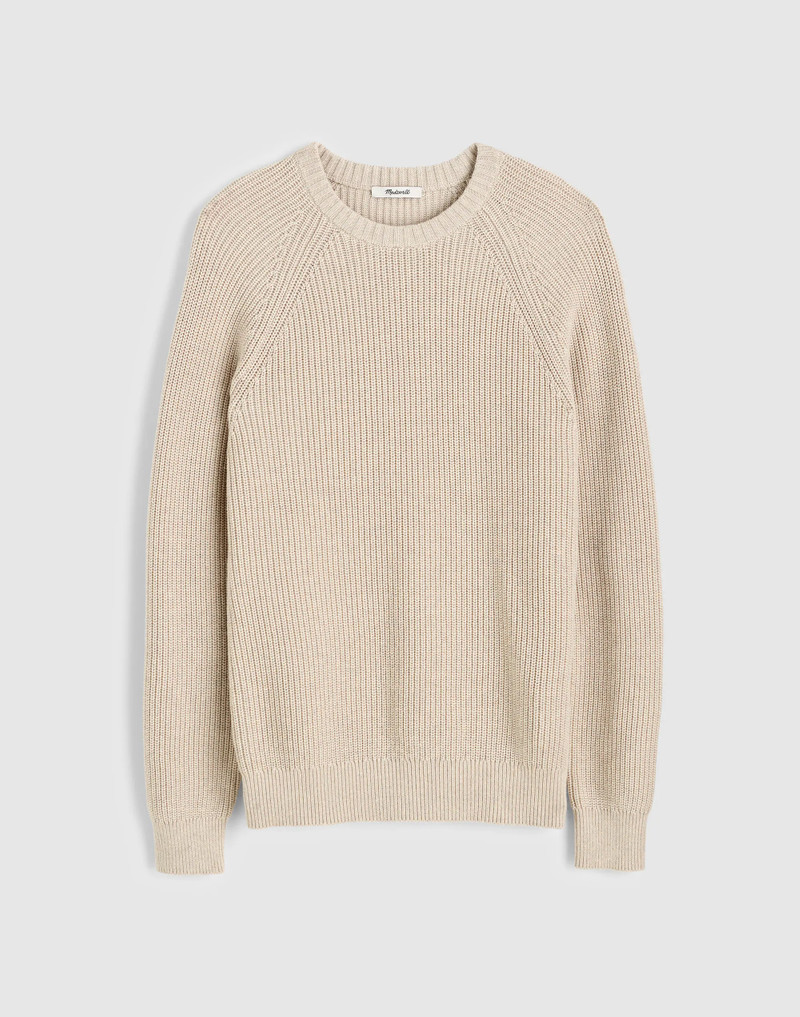 Cotton Shaker-Stitch Crewneck Sweater 1