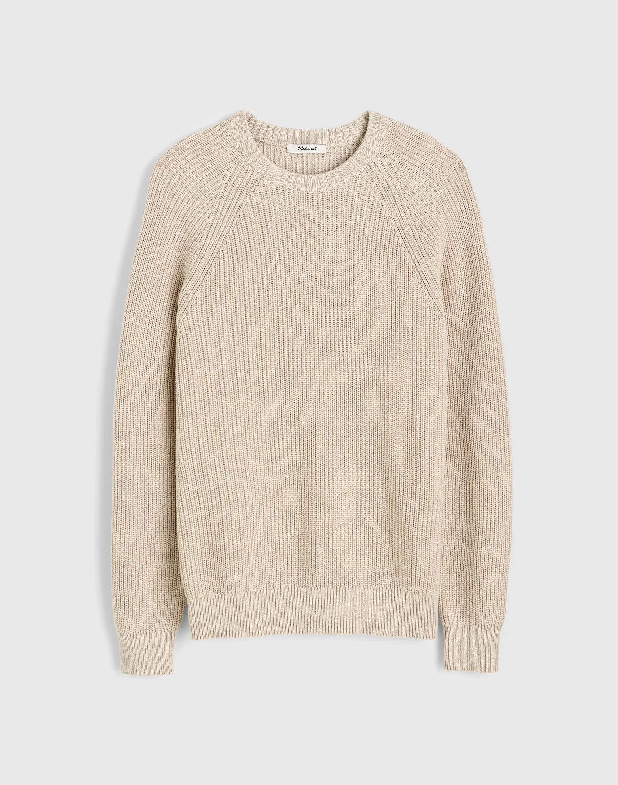 Cotton Shaker-Stitch Crewneck Sweater - 1