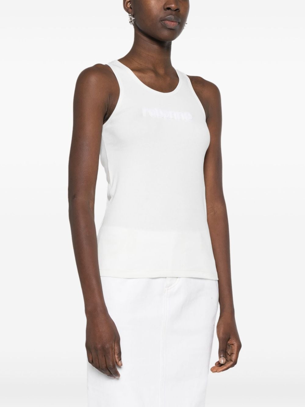 logo-patch ribbed tank top - 3