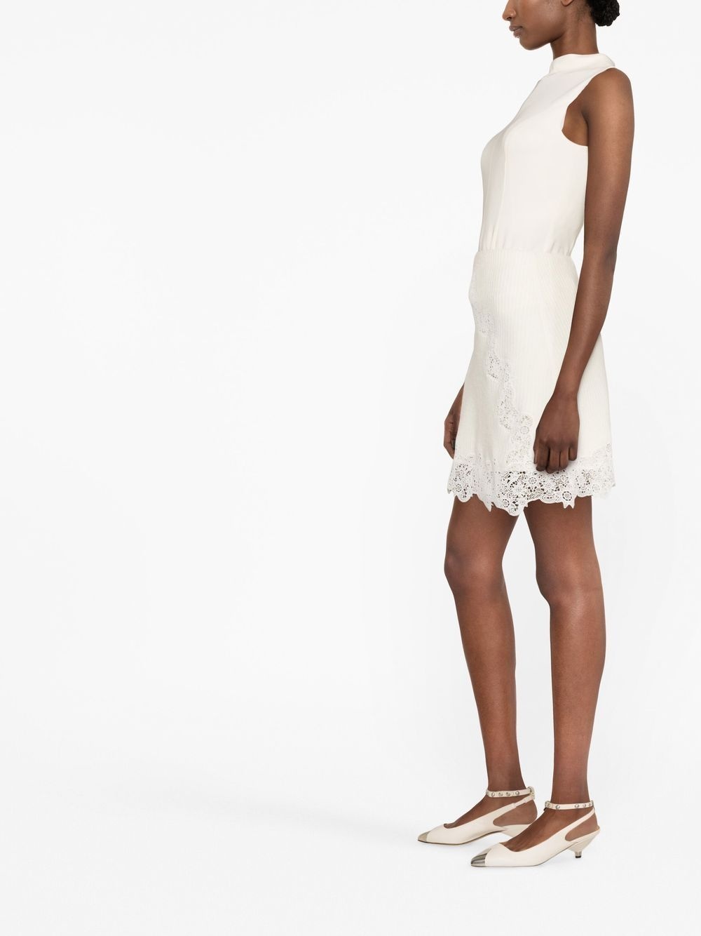 ribbed-knit lace-trim miniskirt - 3