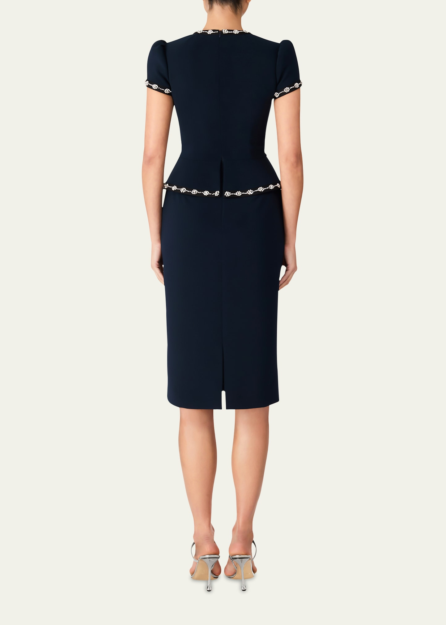 Bisou Crystal Bow Peplum Midi Dress - 3